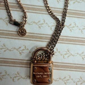 Michael Kors Rose Gold Padlock Necklace